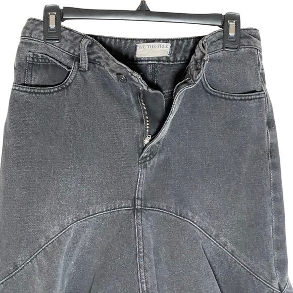 FREE PEOPLE x WE THE FREE Women’s Black Wash Fishtail Denim Skirt - Picture 5 of 6